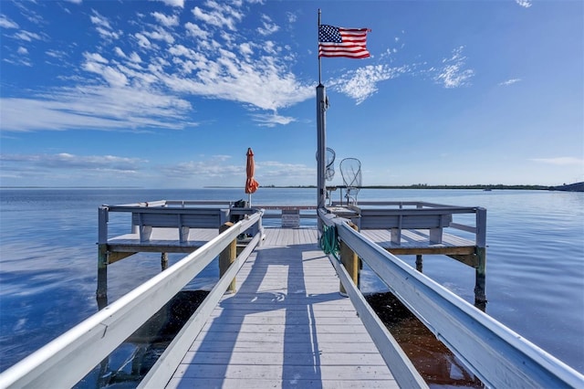 dock area featuring a water view