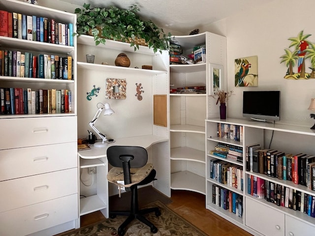 office area with dark hardwood / wood-style flooring