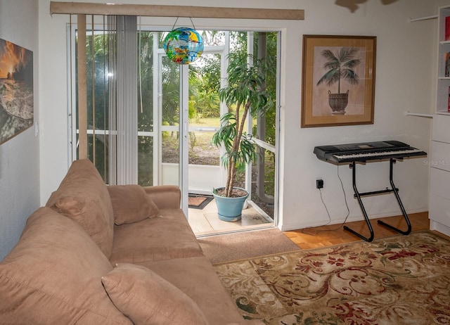 doorway to outside with hardwood / wood-style floors