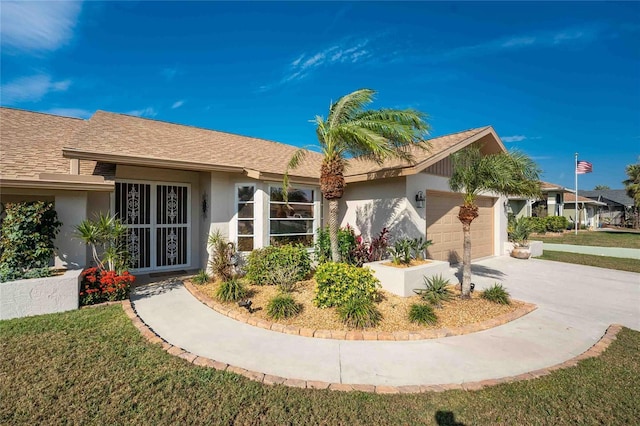 single story home with a garage