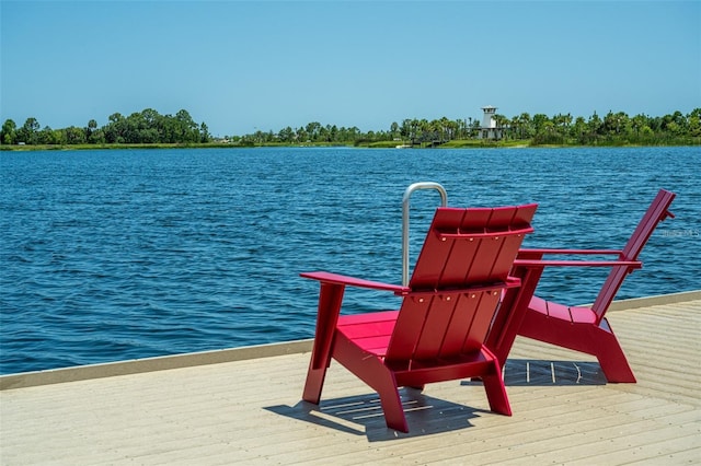 view of dock featuring a water view