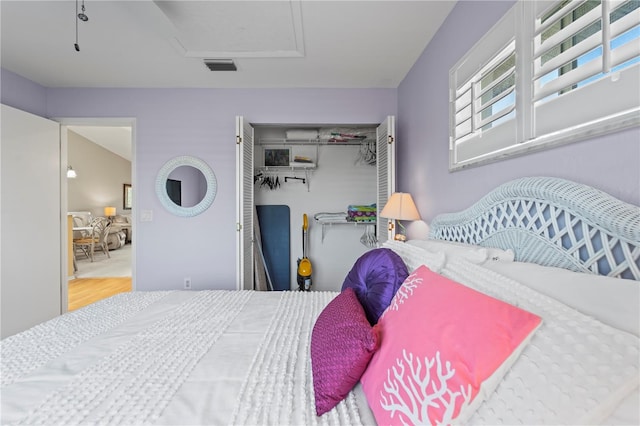 bedroom with wood-type flooring