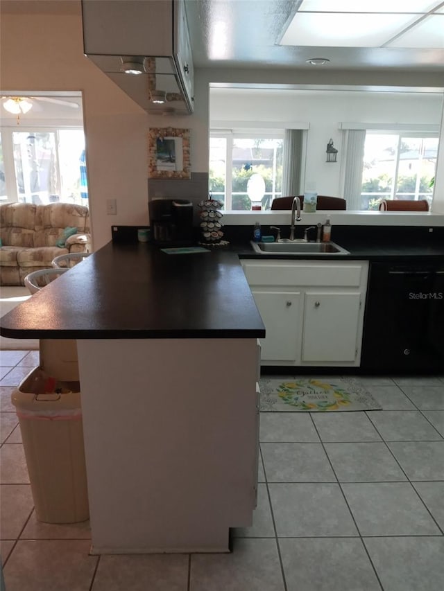 kitchen with white cabinets, dishwasher, plenty of natural light, and sink