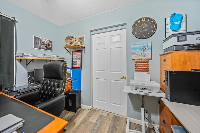 office area featuring light hardwood / wood-style flooring