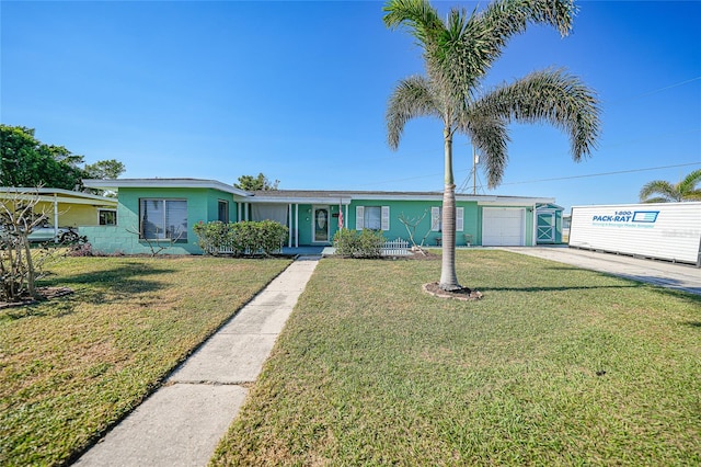 ranch-style house featuring a front lawn