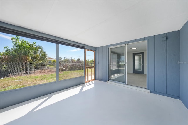 view of unfurnished sunroom