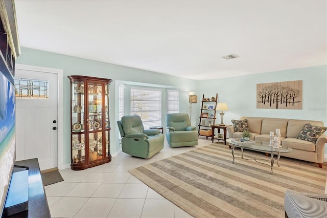 view of tiled living room