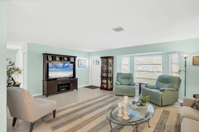 view of tiled living room