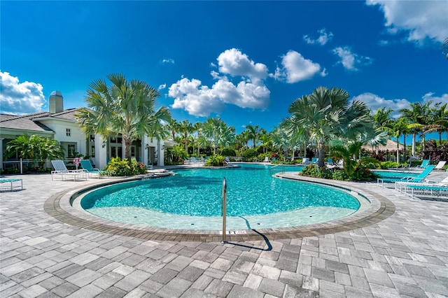 view of pool featuring a patio