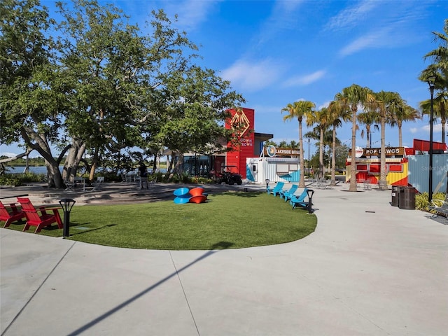 view of jungle gym featuring a yard