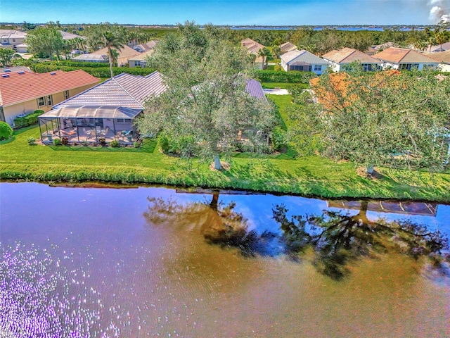 bird's eye view featuring a water view