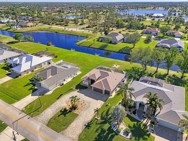 bird's eye view featuring a water view