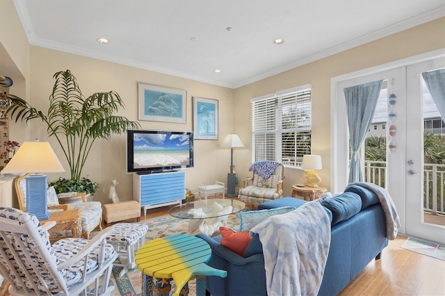10390 Longshore Rd Unit 82, Placida, FL 33946 - living room with wood finished floors, recessed lighting, and crown molding
