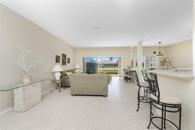 view of tiled living room