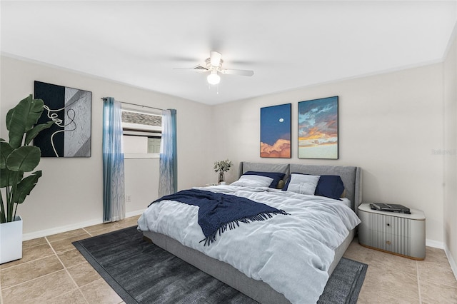 bedroom featuring ceiling fan