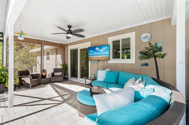 view of patio / terrace with outdoor lounge area and ceiling fan