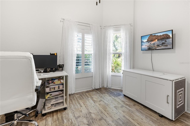 office space featuring light hardwood / wood-style flooring