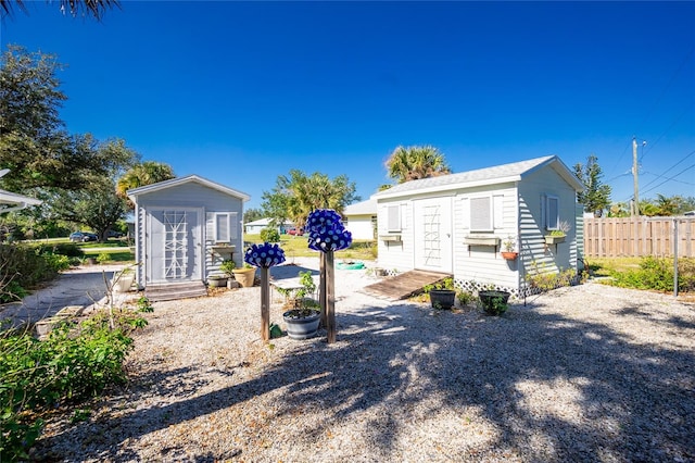 exterior space with a storage unit