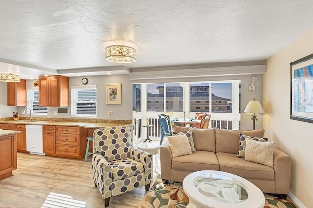 living room with light hardwood / wood-style floors