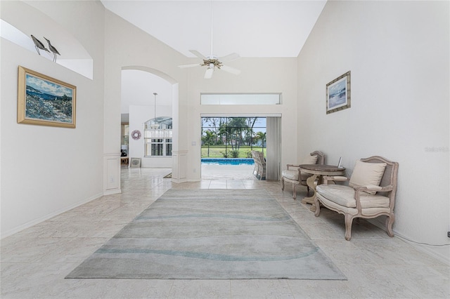 interior space featuring high vaulted ceiling