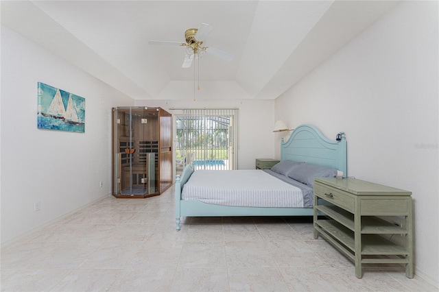 bedroom featuring ceiling fan