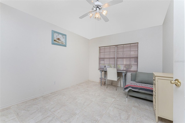 interior space featuring ceiling fan