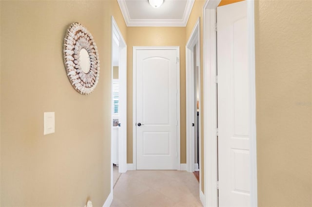 corridor featuring ornamental molding