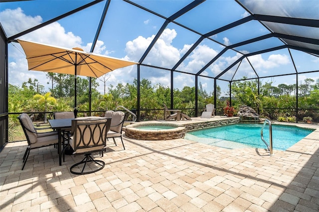 14010 San Domingo Blvd, Port Charlotte, FL 33981 - view of swimming pool with a patio, a lanai, and a pool with connected hot tub