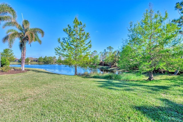 view of yard featuring a water view