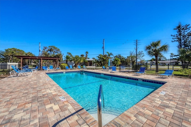 view of swimming pool featuring a patio