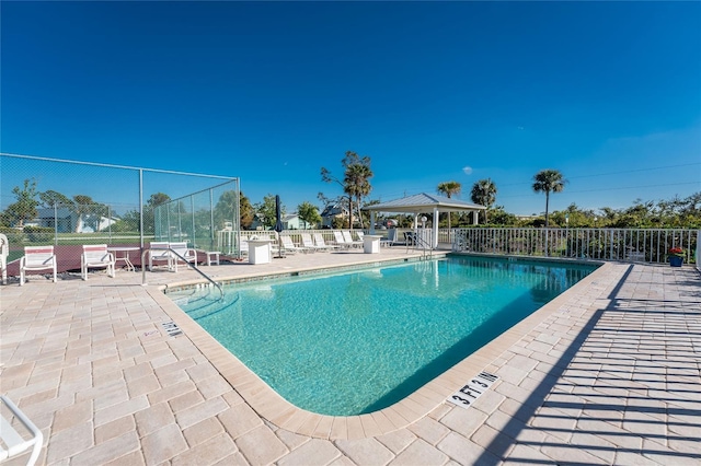 view of swimming pool featuring a patio