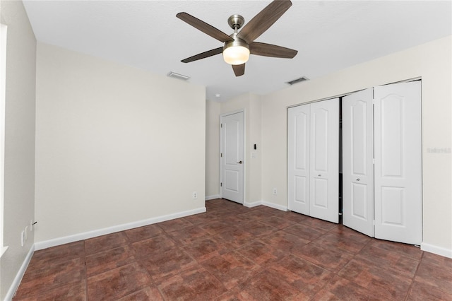 unfurnished bedroom with ceiling fan