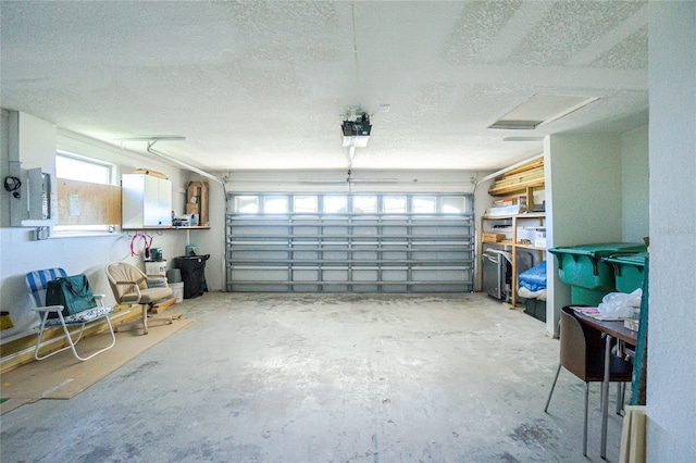 garage with a garage door opener