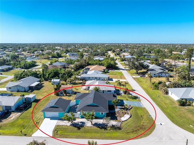 bird's eye view with a residential view