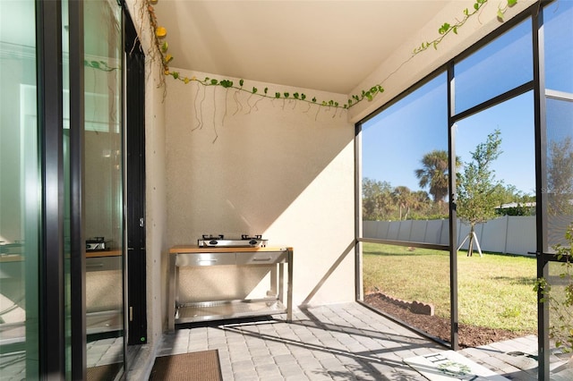 view of unfurnished sunroom