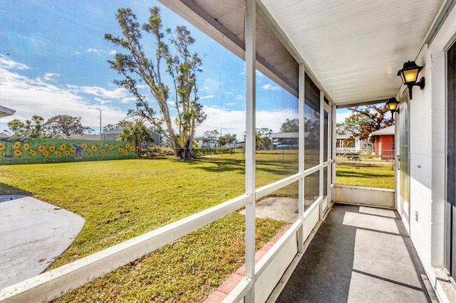 view of unfurnished sunroom