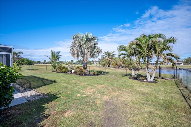 view of yard with a water view