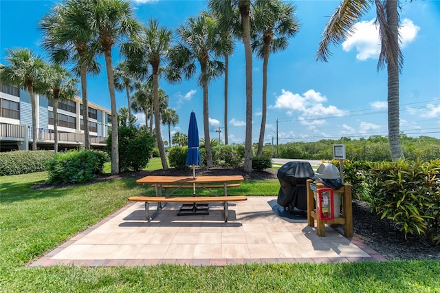 view of patio with a grill