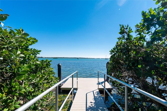 dock area featuring a water view