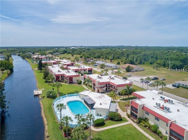 bird's eye view featuring a water view