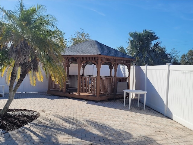 view of patio / terrace with a gazebo