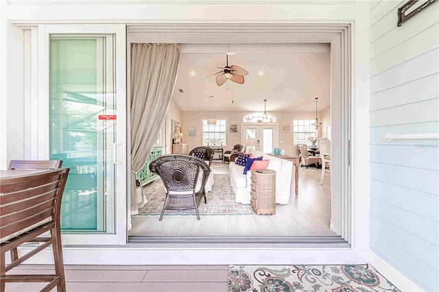 13104 Via Cassia, Placida, FL 33946 - living area featuring a ceiling fan