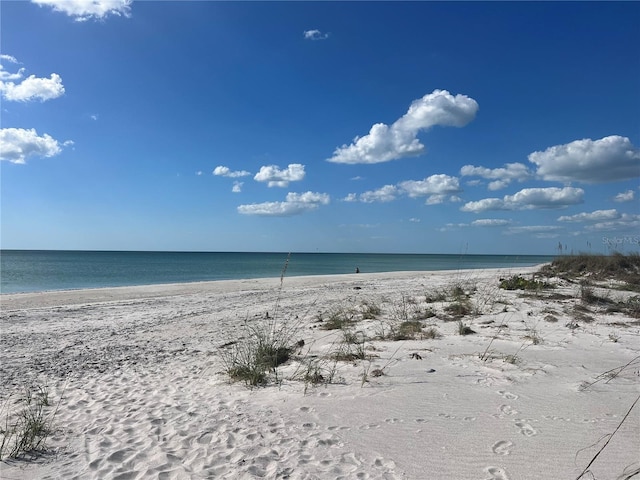 view of water feature featuring a beach view