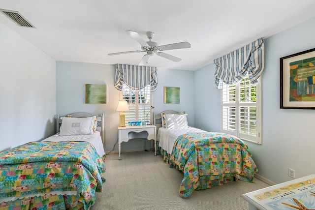 bedroom with carpet and ceiling fan