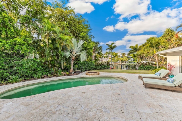 view of pool featuring a patio area