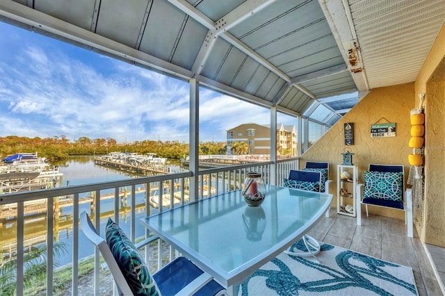 balcony with a water view