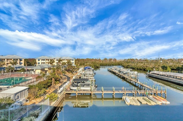 view of dock featuring a water view