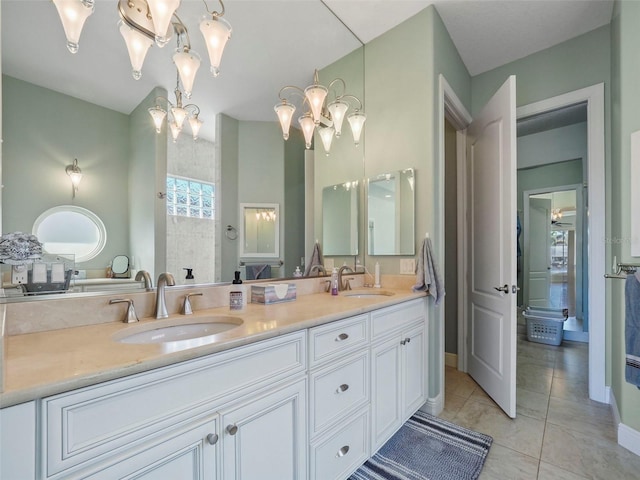 bathroom featuring vanity and tile patterned floors