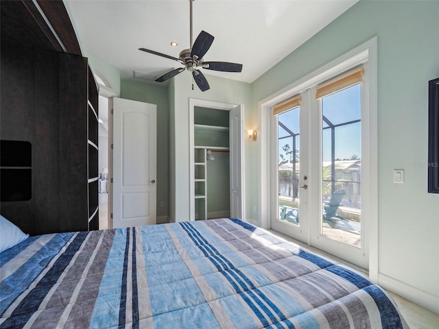 9567 Honeymoon Dr, Port Charlotte, FL 33981 - bedroom with access to outside, french doors, a closet, and ceiling fan