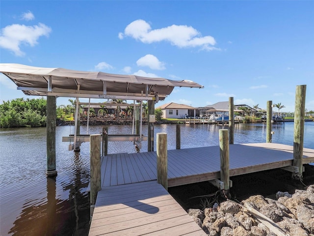 view of dock featuring a water view